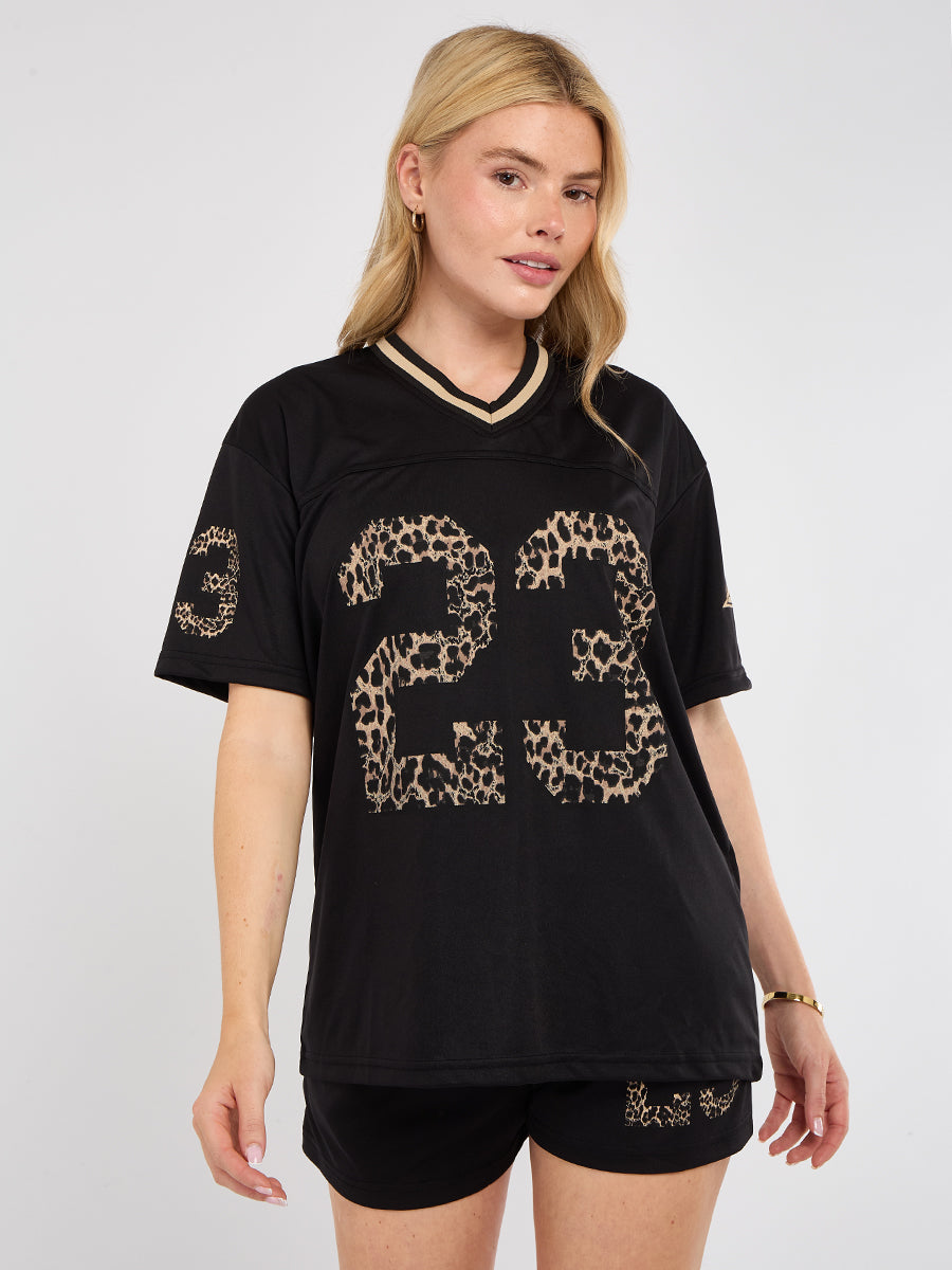 Leopard Print 23 T-Shirt With Shorts Co-ord