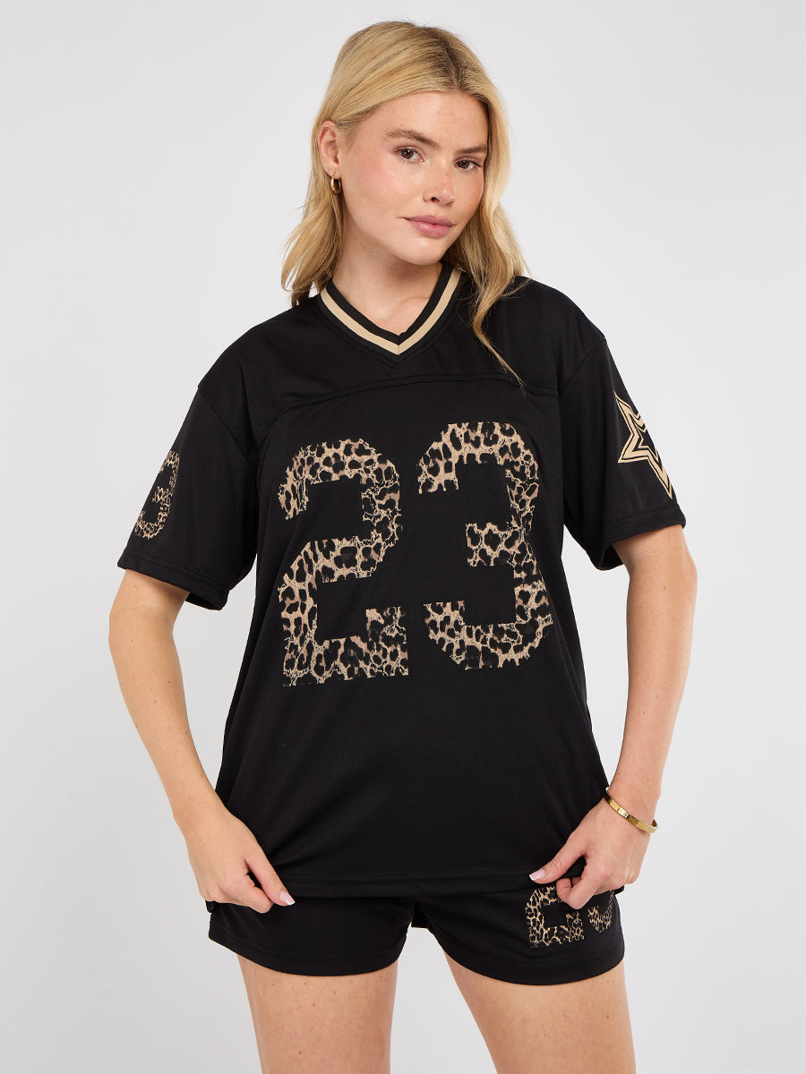 Leopard Print 23 T-Shirt With Shorts Co-ord