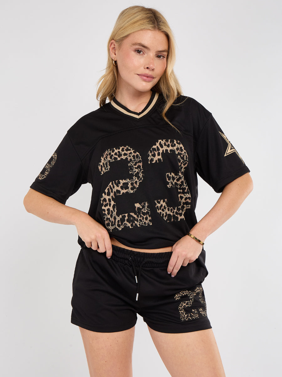 Leopard Print 23 T-Shirt With Shorts Co-ord