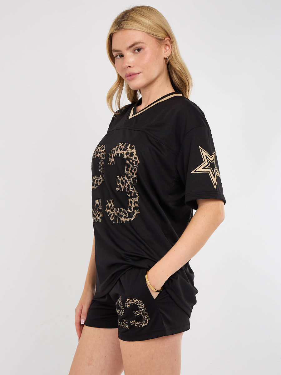 Leopard Print 23 T-Shirt With Shorts Co-ord