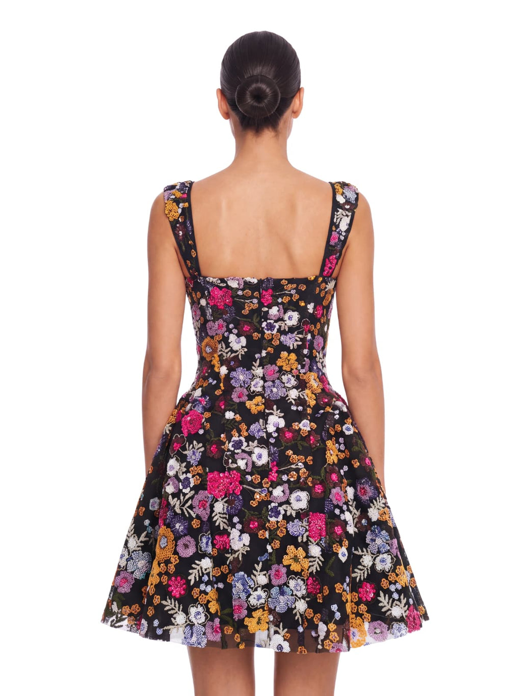 Galenx Embroidered Flower Sequin Mini Dress