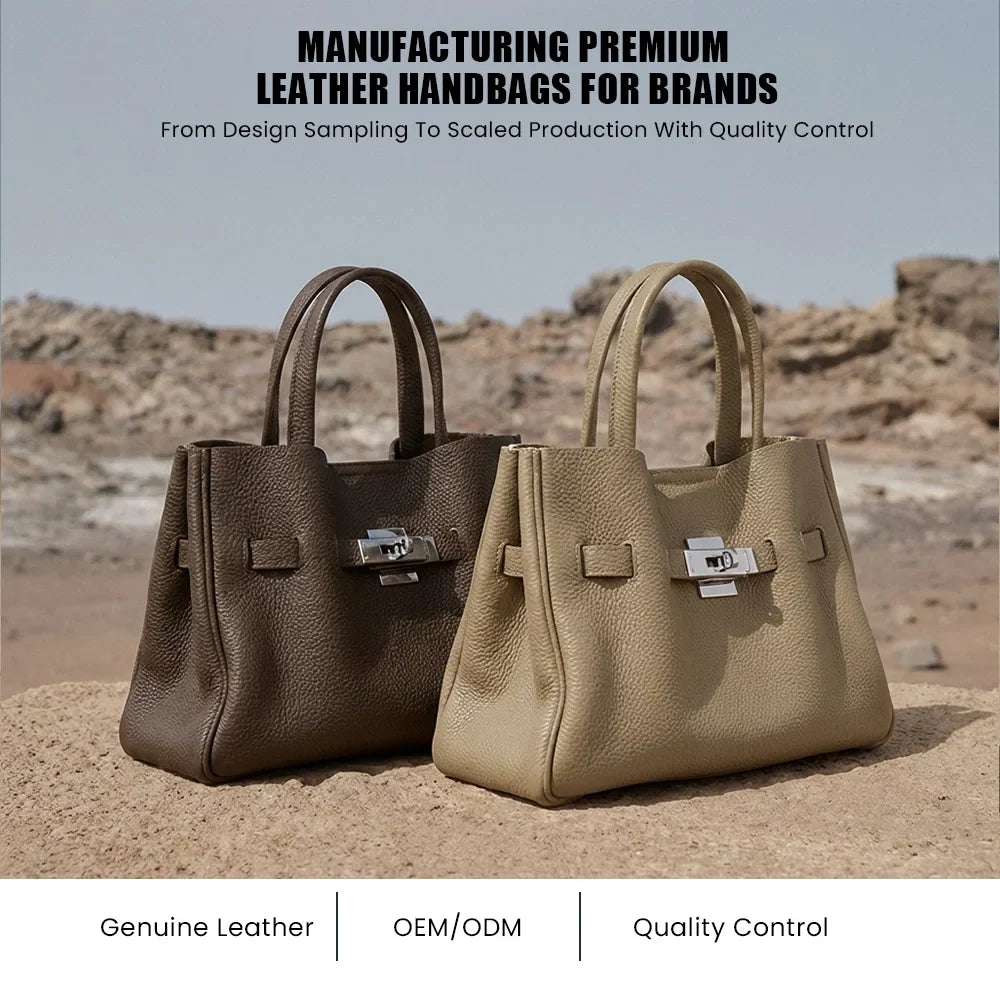 Quiet Luxury Genuine Leather Handbag for Women Pebbled Leather Totes Sac a Main Cuir Veritable Business Trip Ladies Bag Custom