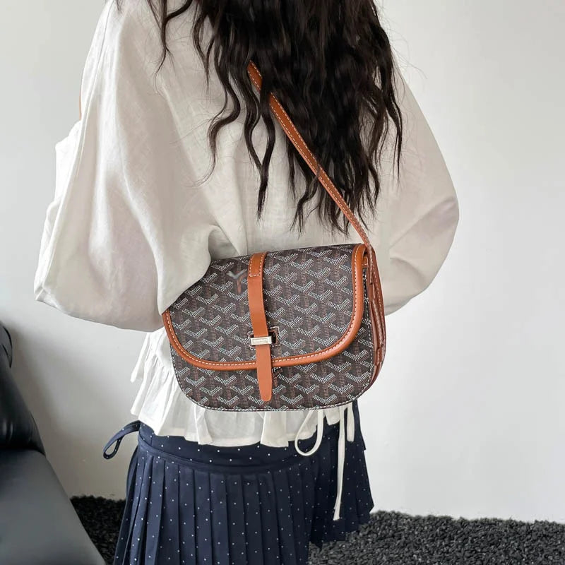 2026 Summer New Fashion French-Style Crossbody Shoulder Bag Unisex Printed Polyester Lining Bag