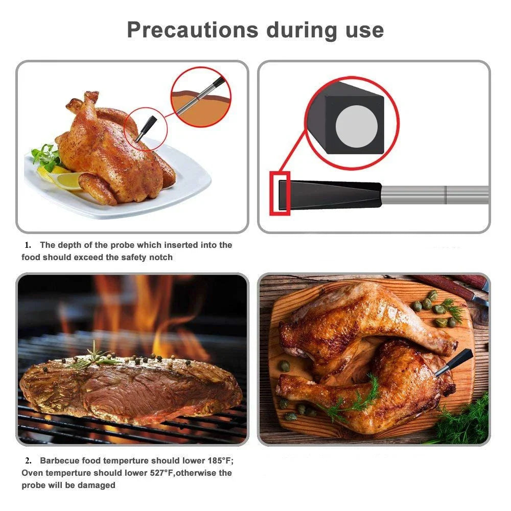 Wireless Meat Food Thermometer for Oven Grill BBQ Steak Turkey Smoker Kitchen Smart Digital Bluetooth Barbecue Gifts MeatChamp