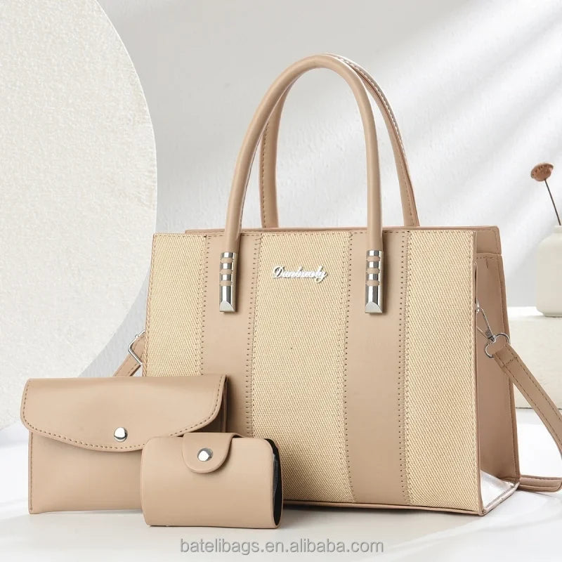 Fashion Splicing Three Piece Set Combination Bag, Single Shoulder Crossbody, Large Capacity Tote Bags for Women Handbags