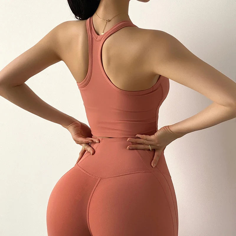 Women's Tummy Control Flexible Exercise Bodybuilding Tights and Bra Set
