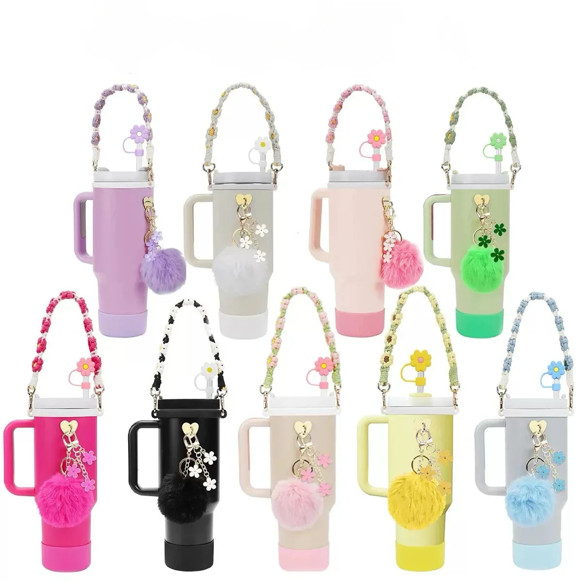 MU Beauty Pink Water Kettle Cup Decoration 40OZ Girl Plush Toy Portable Steel Kettle Cup Silica Gel Accessories