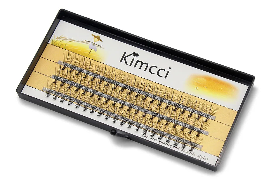 Kimcci Natural Fake Eye Lashes 60pcs 8/10/12/14mm Makeup Individual Cluster Eye Lashes Grafting Fake False Eyelashes Faux Cilias