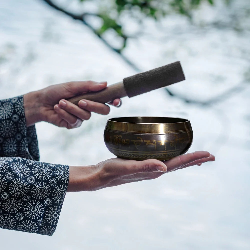 Tibetan Chime Singing Bowl Nepal Tibetan Sing Bowl Handmade Buddha Buddhist Sound Yoga Meditation Healing Copper Singing Bowl