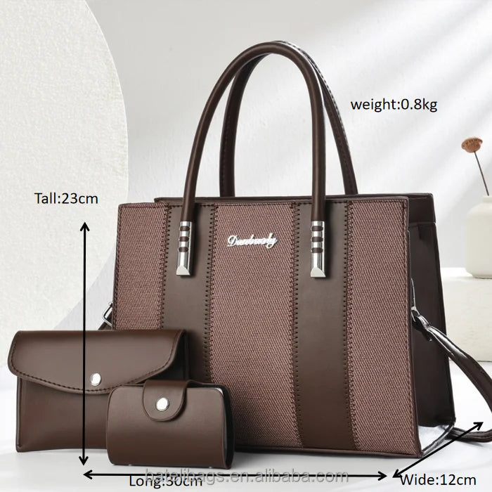 Fashion Splicing Three Piece Set Combination Bag, Single Shoulder Crossbody, Large Capacity Tote Bags for Women Handbags