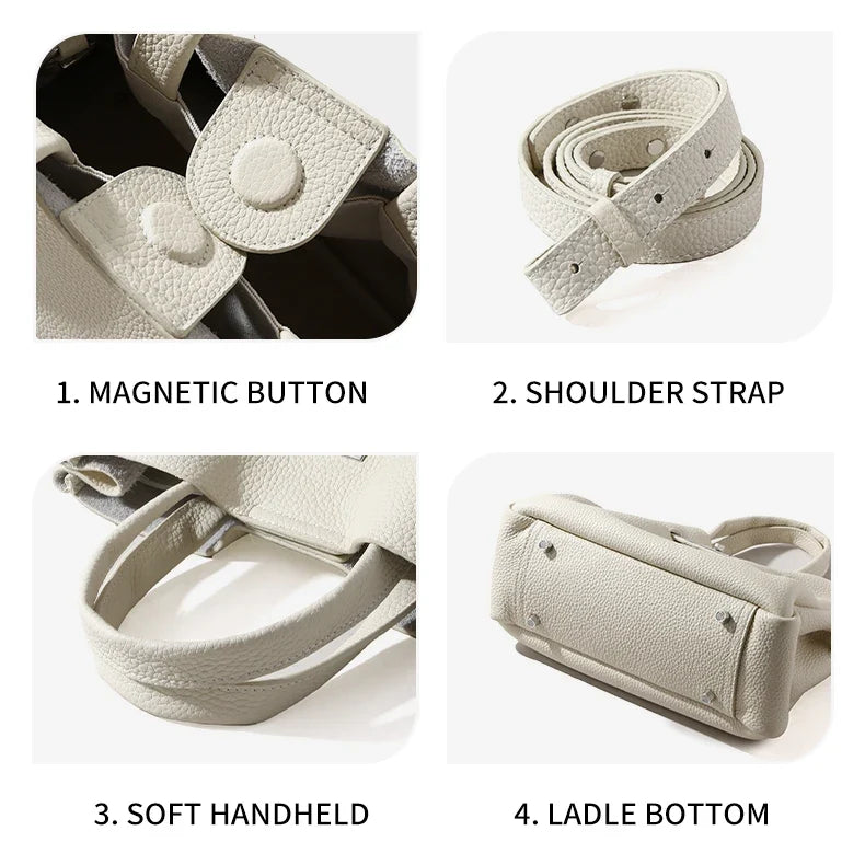 Quiet Luxury Genuine Leather Handbag for Women Pebbled Leather Totes Sac a Main Cuir Veritable Business Trip Ladies Bag Custom