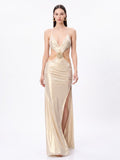 Hydronix Backless Cutout Chain Maxi Dress