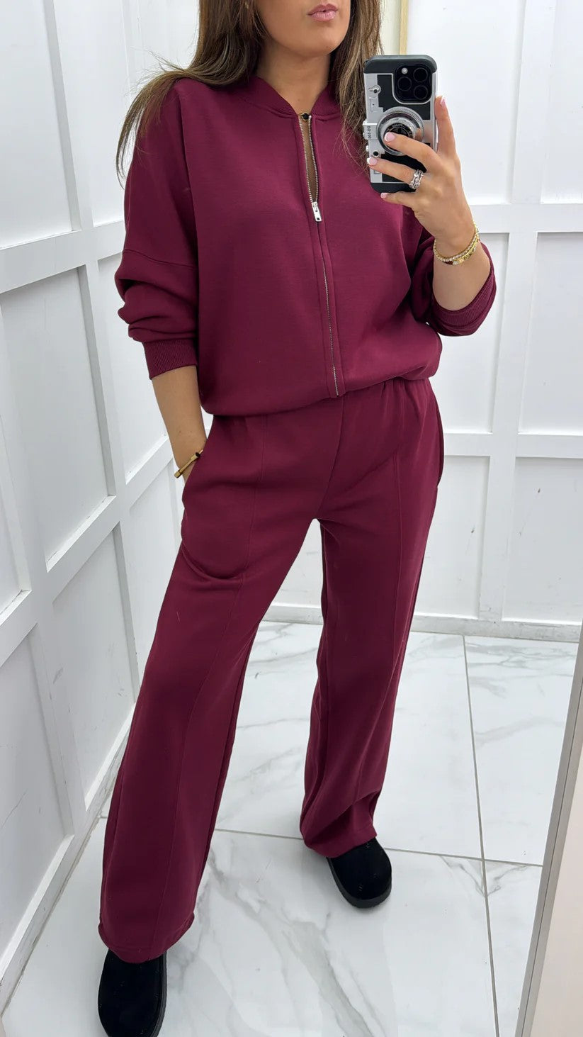 SW Oversized Bomber Style Fleece Zipper Co-ord
