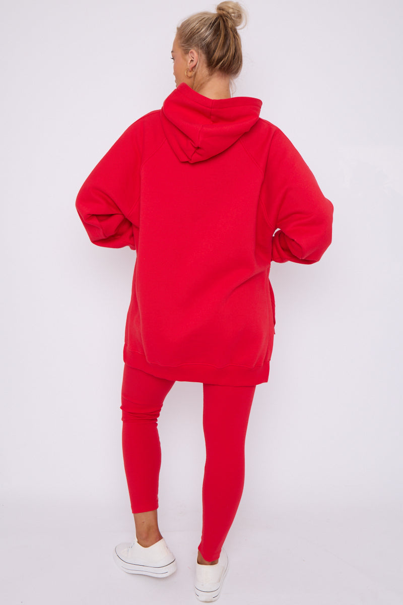 Oversized Split Sides Hoodie & Ribbed Leggings Co-ord