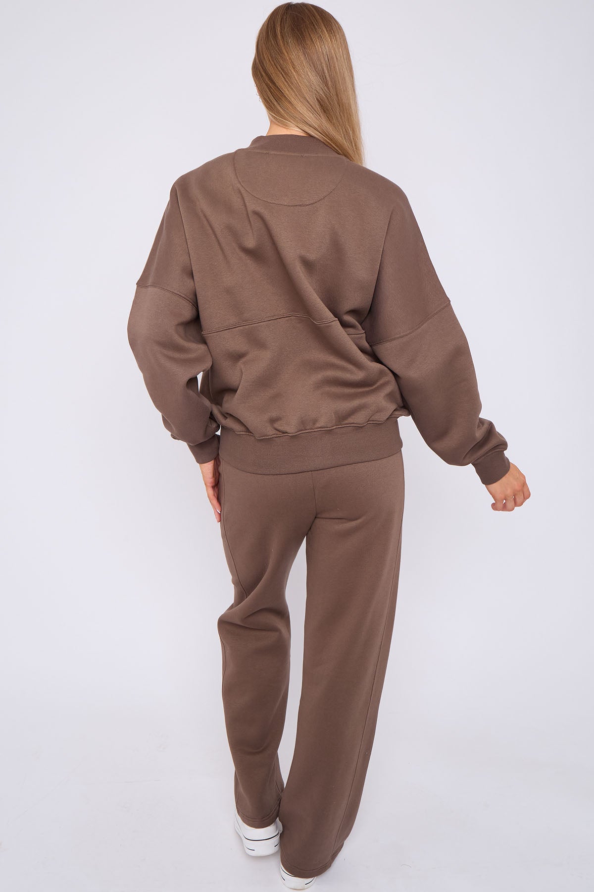 Oversized Bomber Style Fleece Zipper Co-ord