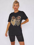 Three Hearts Graphic Printed T-Shirt