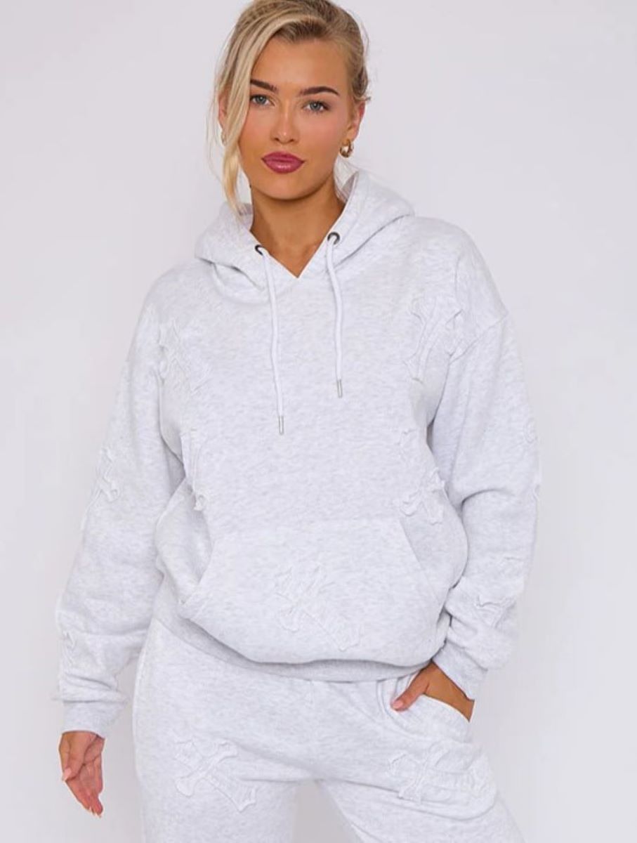 Oversized Crucifix Embroidered Hoodie