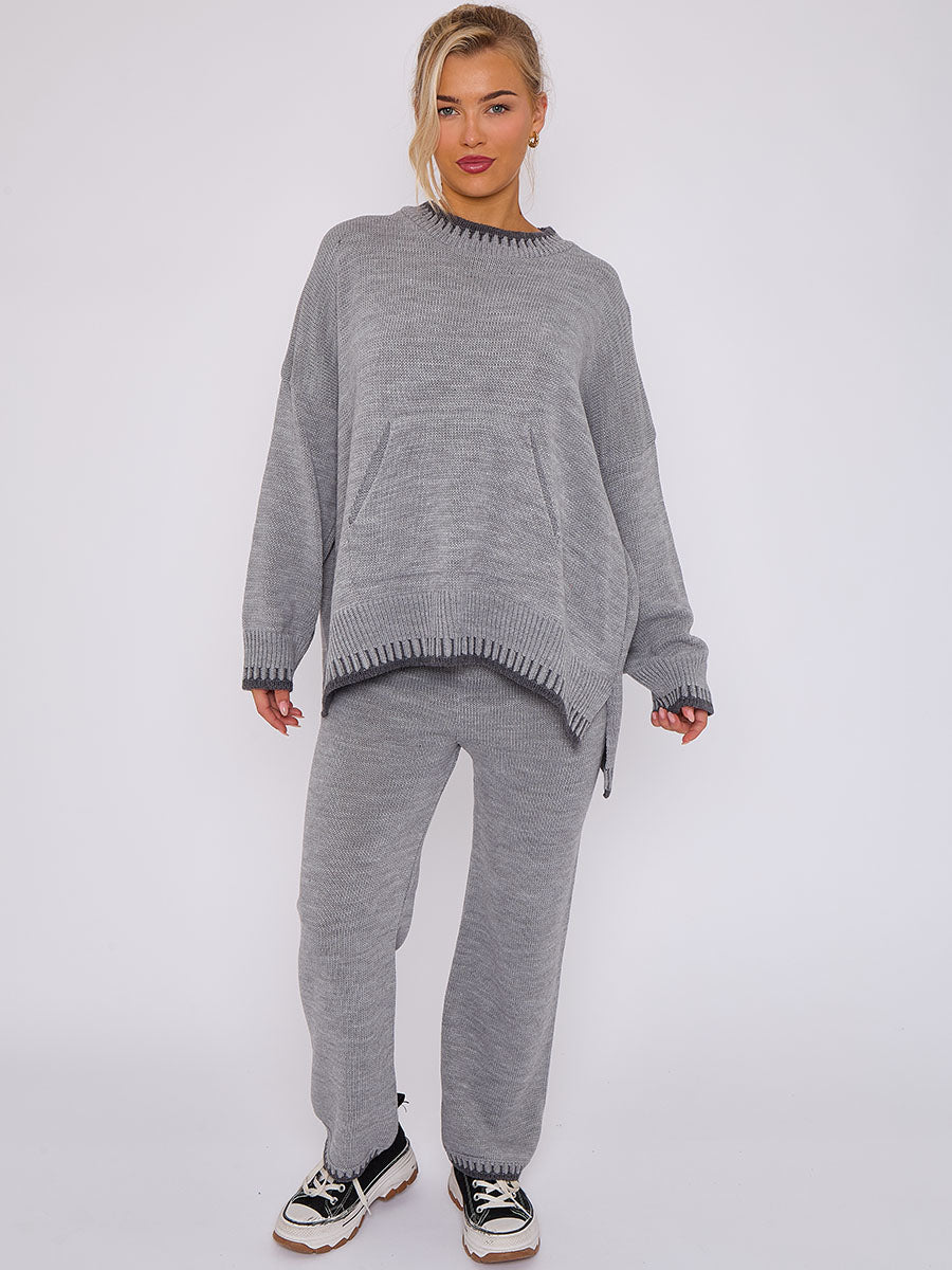 Stitch Detail Oversized Knitted Co-ord