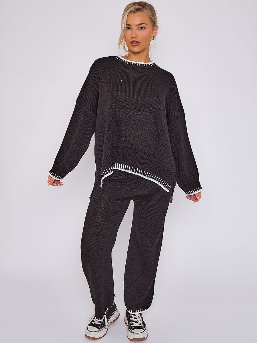 Stitch Detail Oversized Knitted Co-ord
