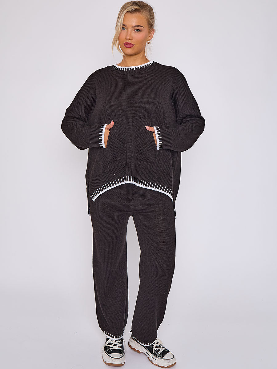 Stitch Detail Oversized Knitted Co-ord