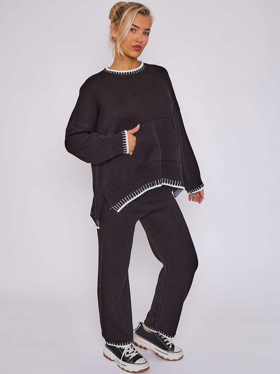Stitch Detail Oversized Knitted Co-ord