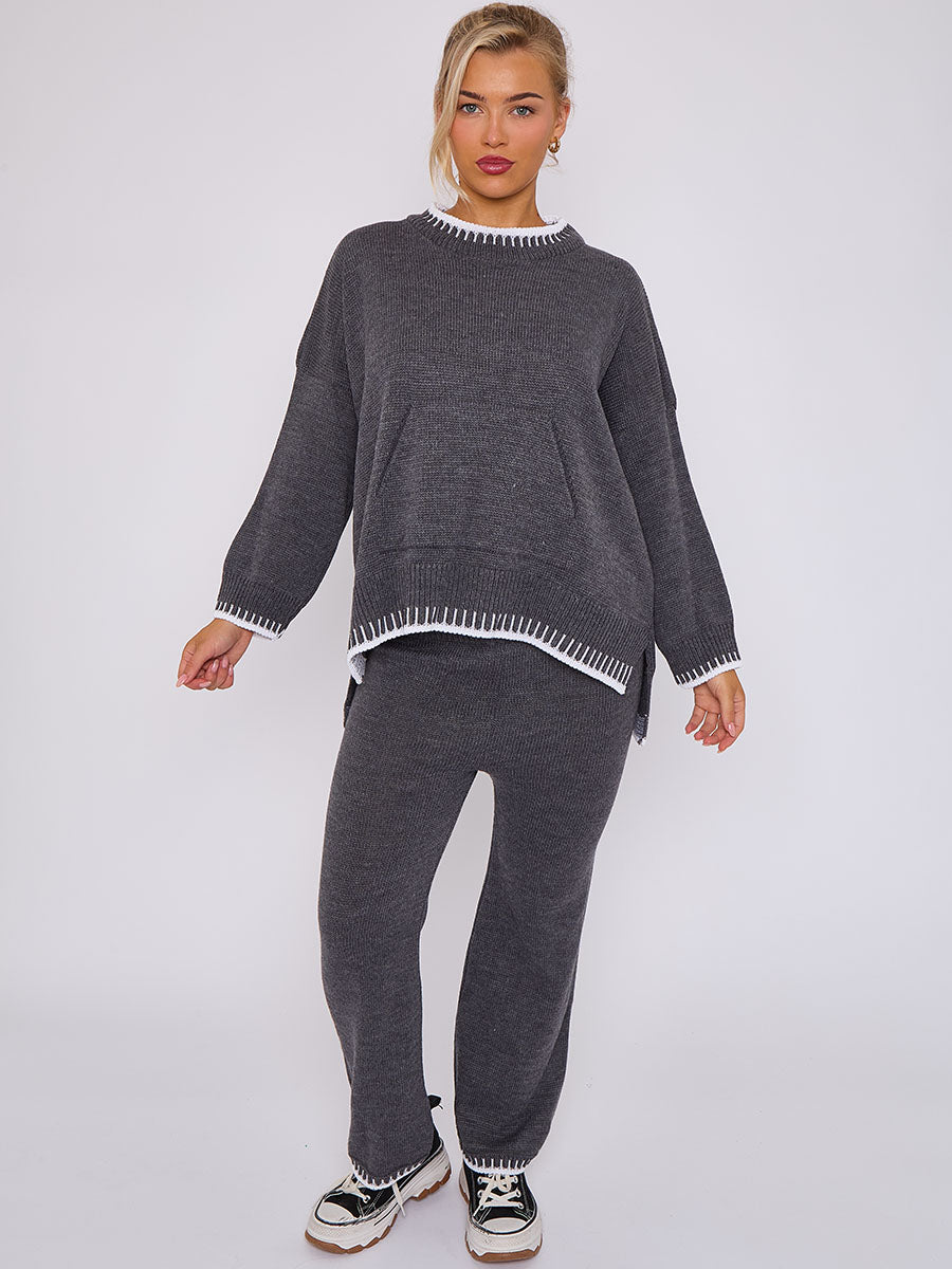 Stitch Detail Oversized Knitted Co-ord