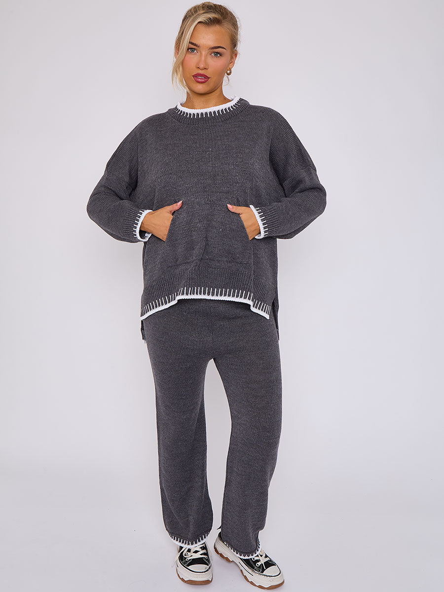 Stitch Detail Oversized Knitted Co-ord