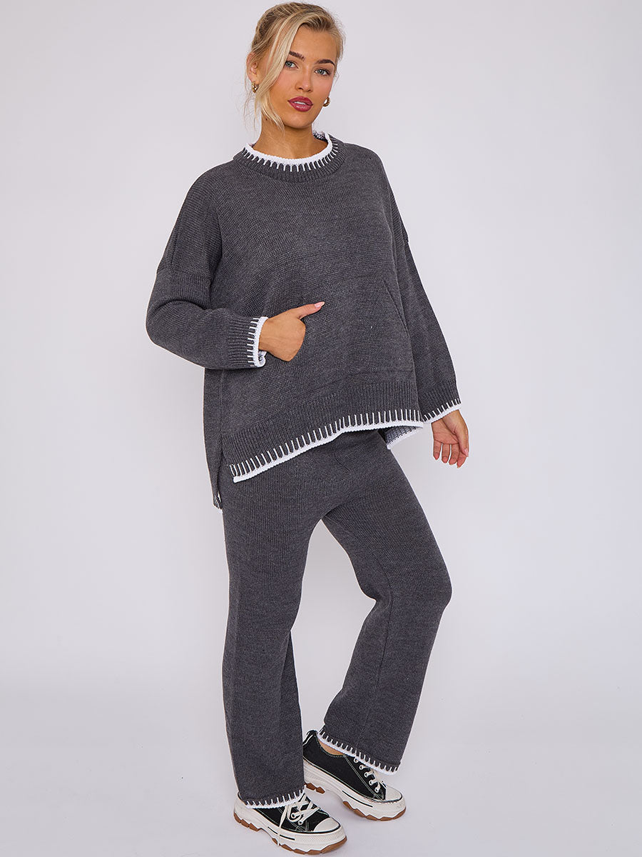 Stitch Detail Oversized Knitted Co-ord