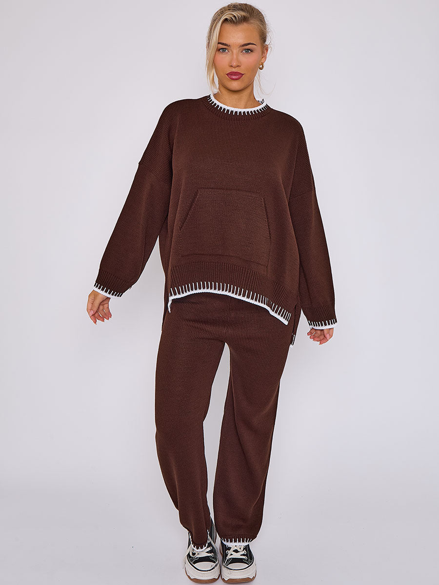 Stitch Detail Oversized Knitted Co-ord
