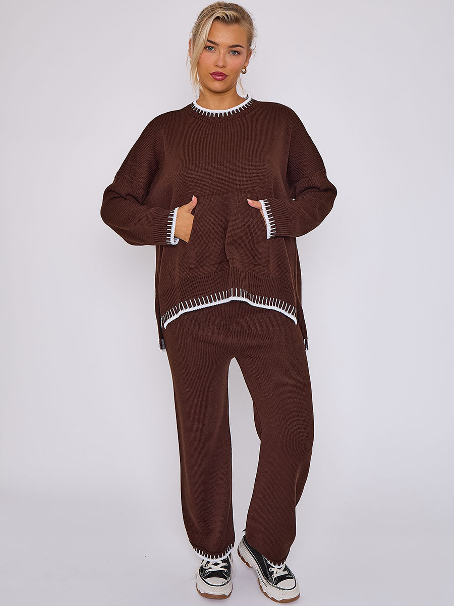 Stitch Detail Oversized Knitted Co-ord