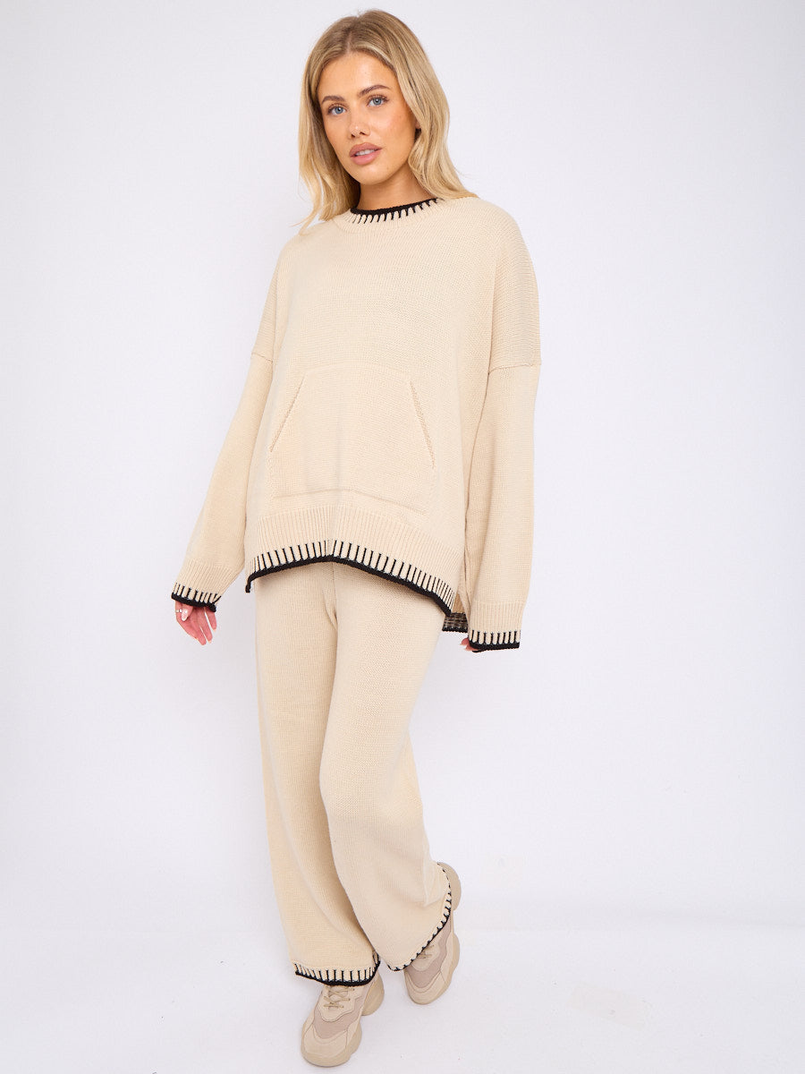Stitch Detail Oversized Knitted Co-ord
