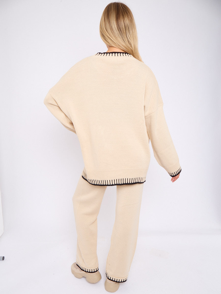 Stitch Detail Oversized Knitted Co-ord