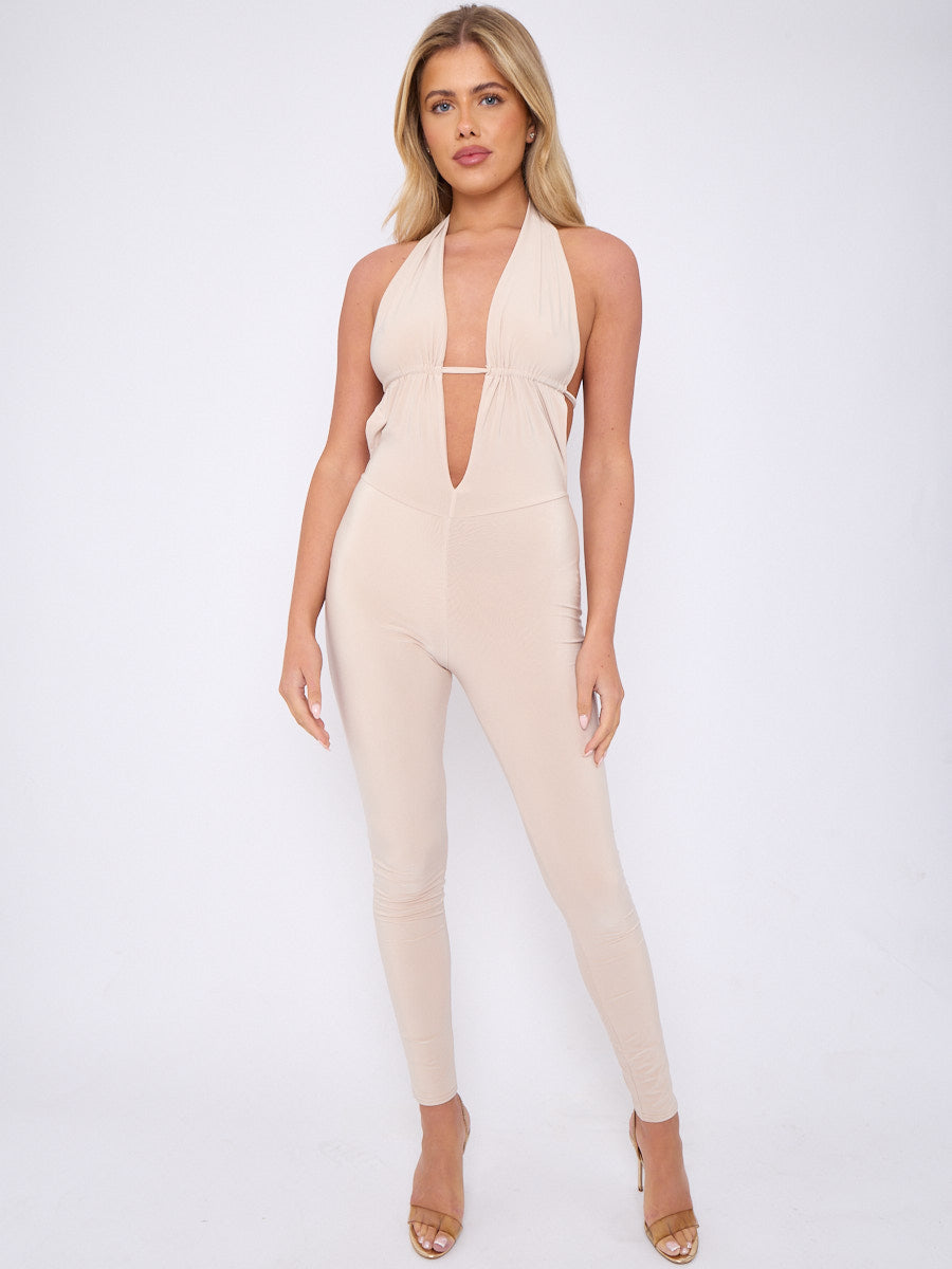 Scrunch Back Halter Jumpsuit