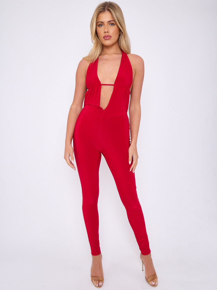 Scrunch Back Halter Jumpsuit