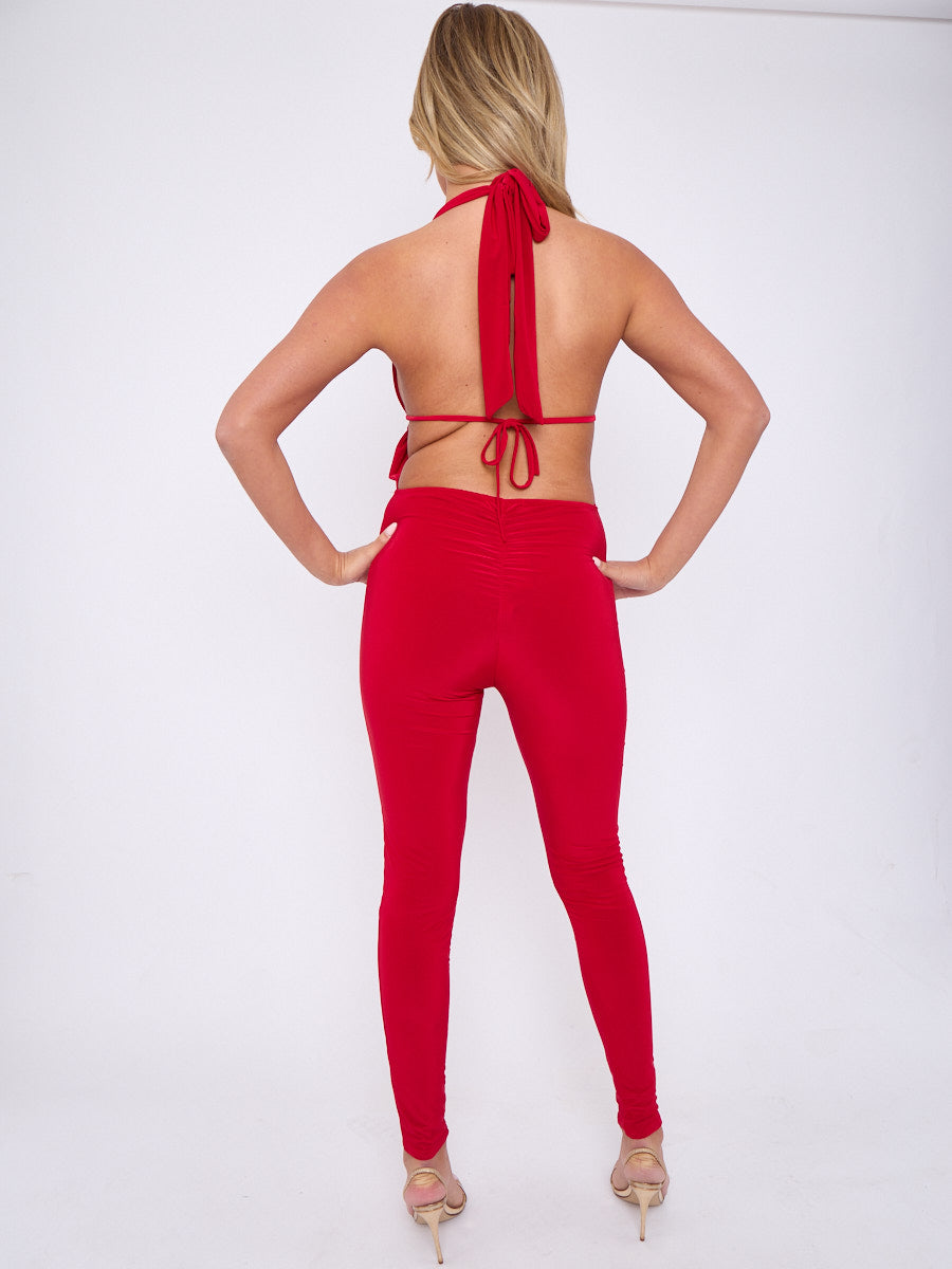 Scrunch Back Halter Jumpsuit