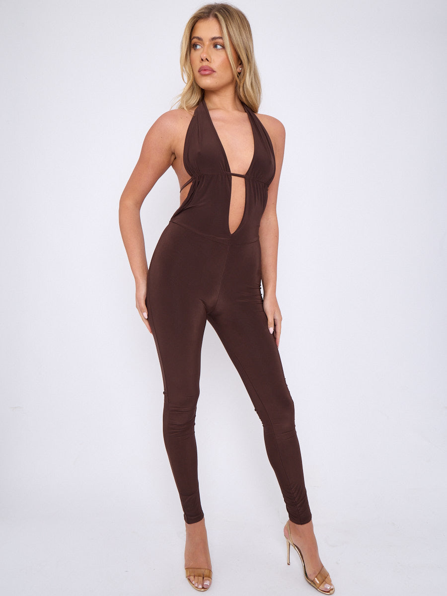 Scrunch Back Halter Jumpsuit