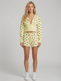 Polka Dot Cropped Hoodie & Matching Drawstring Shorts Set