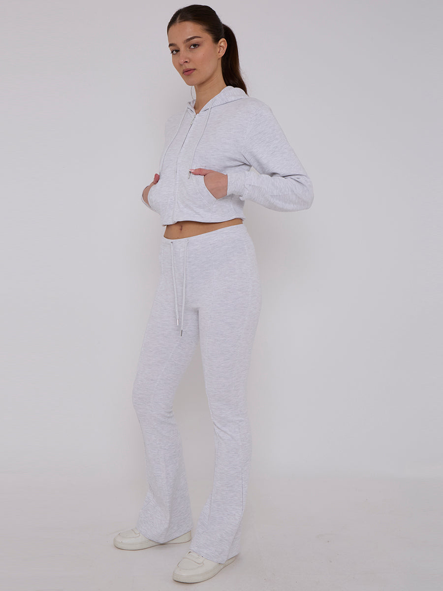 Interlock Cropped Zip Hoodie and Flared Trouser Set