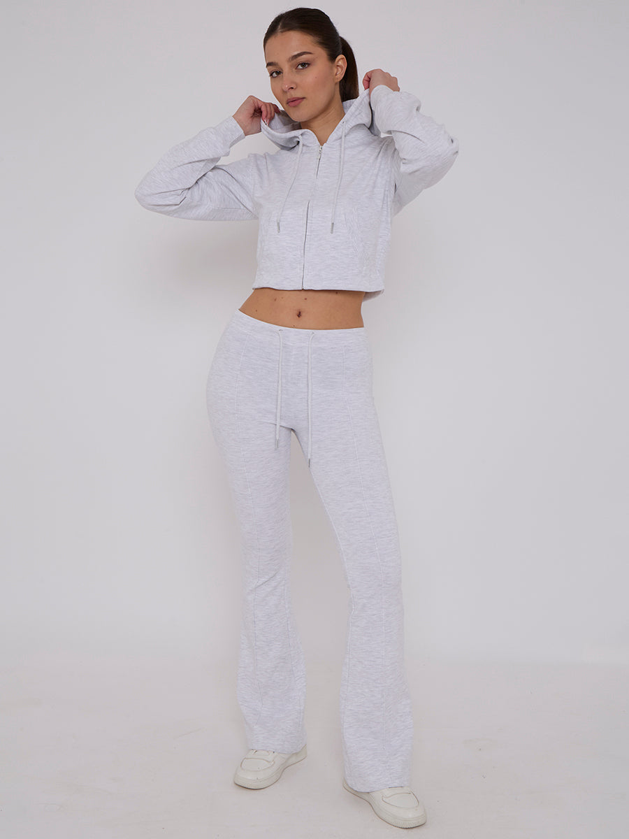 Interlock Cropped Zip Hoodie and Flared Trouser Set