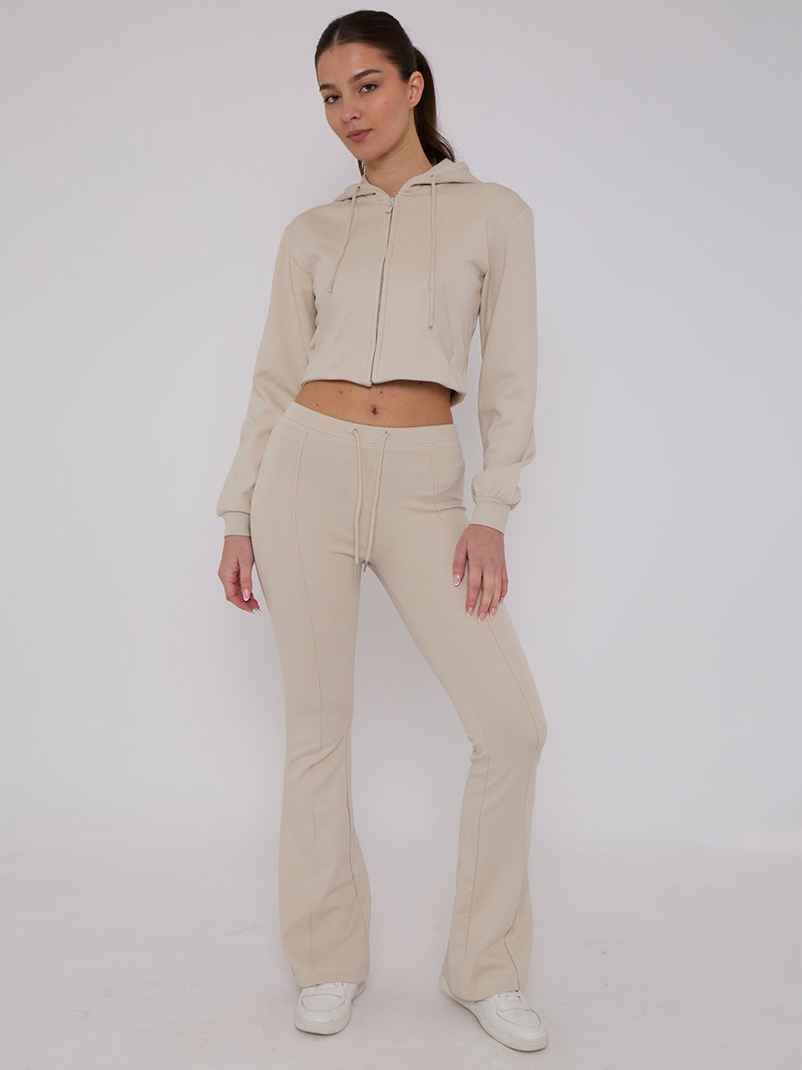Interlock Cropped Zip Hoodie and Flared Trouser Set