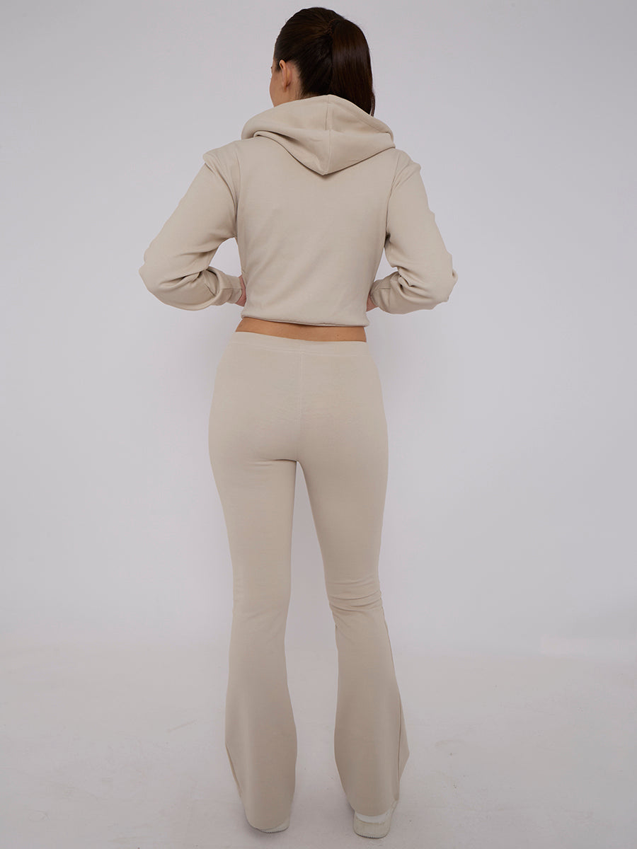 Interlock Cropped Zip Hoodie and Flared Trouser Set