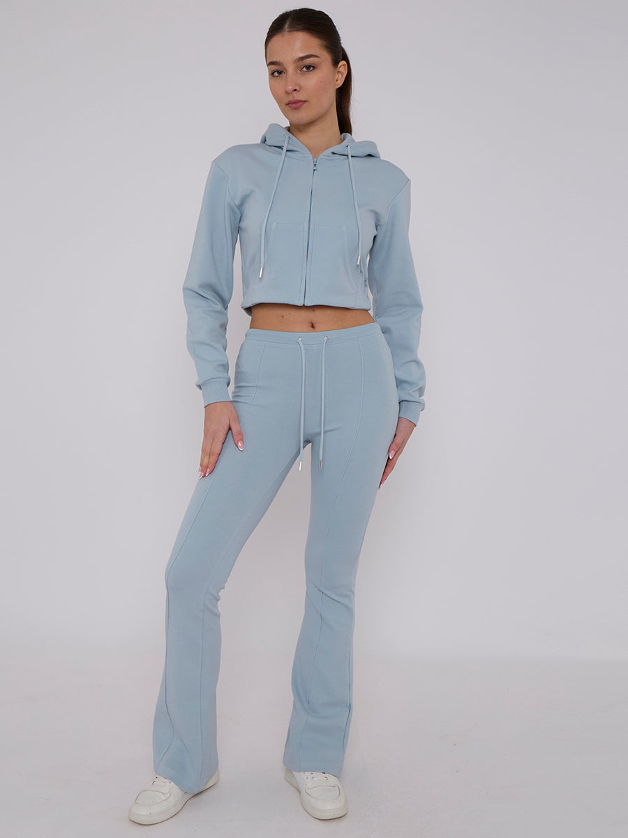 Interlock Cropped Zip Hoodie and Flared Trouser Set