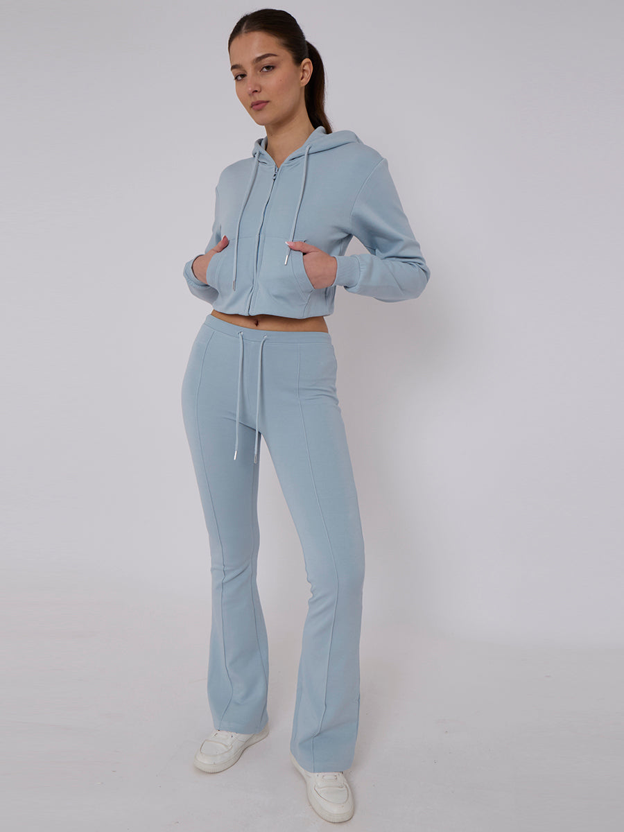 Interlock Cropped Zip Hoodie and Flared Trouser Set