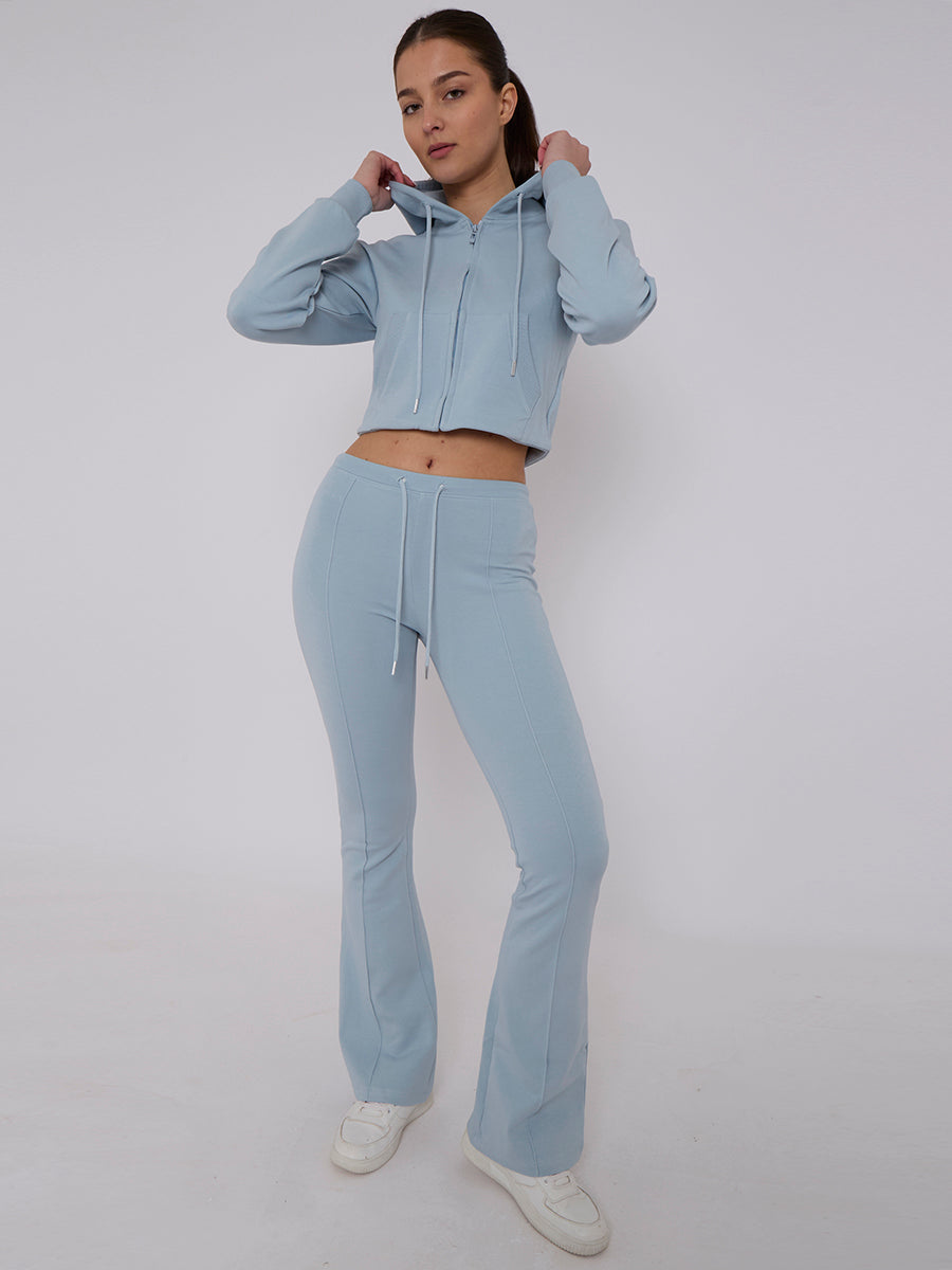 Interlock Cropped Zip Hoodie and Flared Trouser Set