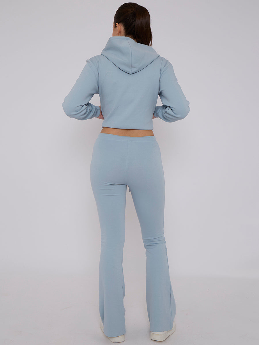 Interlock Cropped Zip Hoodie and Flared Trouser Set