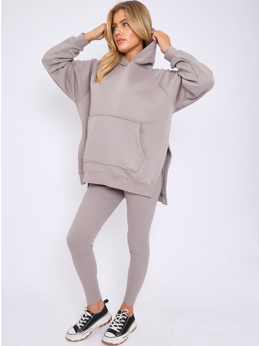 Oversized Split Sides Hoodie & Ribbed Leggings Co-ord