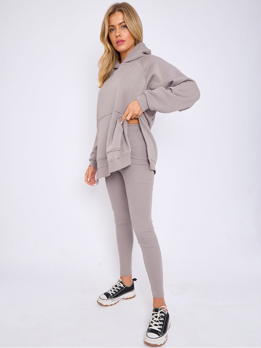 Oversized Split Sides Hoodie & Ribbed Leggings Co-ord