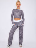 Tie Dye Ribbed Crop Top & Trouser Co-ord