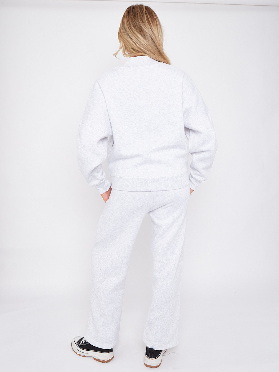 Mon Cheri Embroidered Oversized Bomber Style Fleece Zipper Co-ord