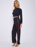 Side Stripe Detail Ribbed Crop Top & Trouser Co-ord